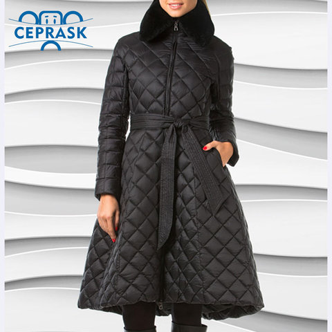 Ceprask 2022 High Quality women's winter coats Plus Size Long female jacket Slim Belt fashion Warm Parka camperas casaco ► Photo 1/6