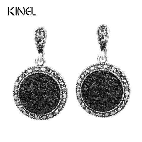 Hot 2016 Fashion Black Broken Stone Accessories Earring For Women Bohemia Silver Plated Jewelry Live To Ride Engagement Earrings ► Photo 1/6