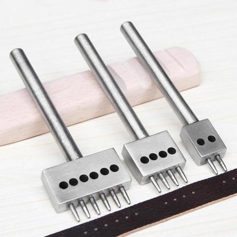 DIY 5mm Leather Craft Punching Tool Row Circular Cutter Stitching 2/4/6 Prong Piercers for Leather Hole Spacing Tool ► Photo 1/6