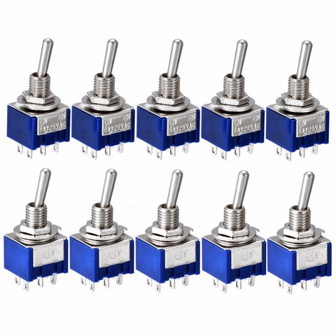 5pcs/10pcs MTS-202 DPDT Switch 6A 125V AC 6-Pin ON-ON Mini Toggle Switches 31*13*12mm For Switching Lights Motors Mayitr ► Photo 1/6