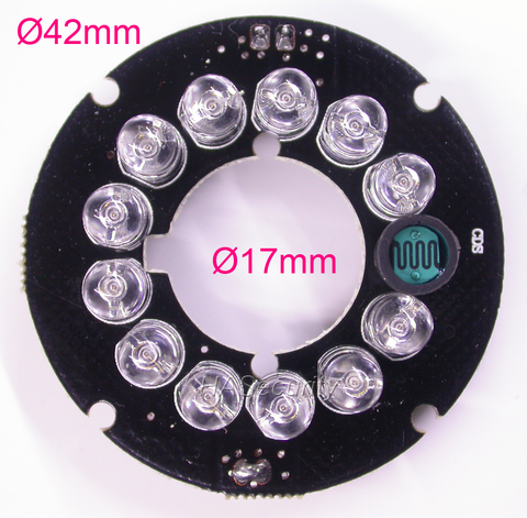 Infrared 12 x 5 IR LED  board for CCTV cameras night vision (diameter outer : 42mm / inner : 17mm) ► Photo 1/3