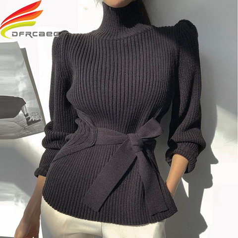 2022 Autumn Winter Women Pullovers And Sweaters Knitted Elasticity Casual Jumper Fashion Turtleneck Warm Female Sweaters ► Photo 1/6