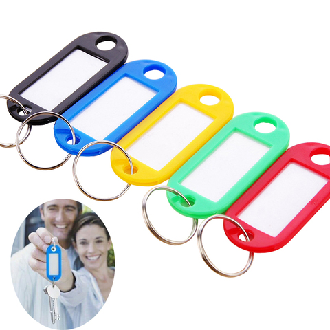 XUNZHE Labels 20pcs Colored Plastic Keychains for Keys Luggage ID Tag Key Rings with Labels with Name Cards ► Photo 1/6