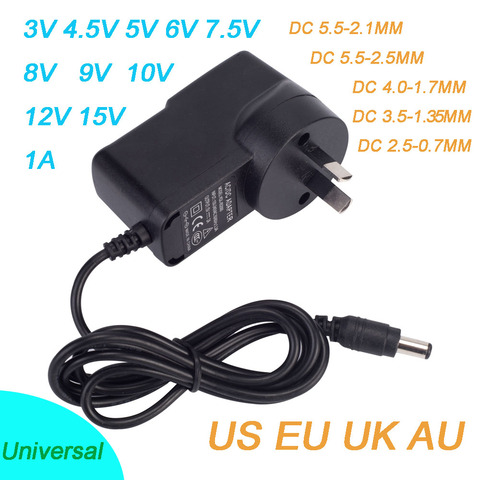 1PCS AC 100V-240V Converter DC 3V 4.5V 5V 6V 7.5V 9V 12V 1A AU Plug LED Light Strip Power Adapter Supply Charger Multi Voltage ► Photo 1/6