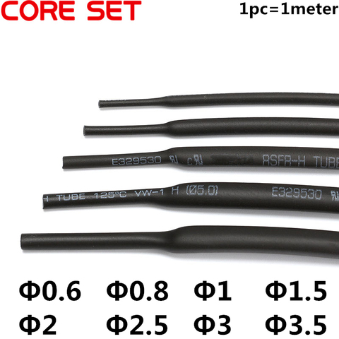 5meter/lot Heat Shrink Tube Tubing 2:1 Black Color Diameter 0.6mm 0.8mm 1mm 1.5mm 2mm 2.5mm 3mm 3.5mm ► Photo 1/4