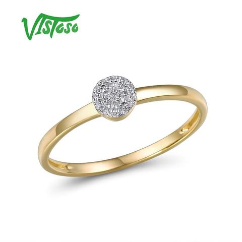 VISTOSO Pure 14K 585 Yellow Gold Sparkling Diamond Dainty Round Cirle Ring For Women Anniversary Trendy Fine Jewelry ► Photo 1/5