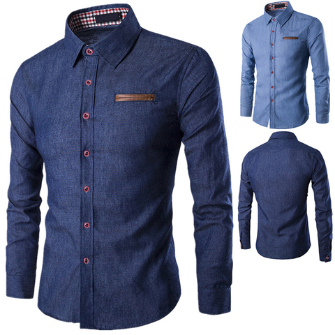 Casual Business Men Dress Shirts Long Sleeve Cotton Stylish High Quality Males Social Shirts ► Photo 1/1