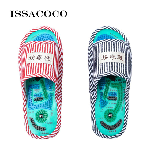 Men's Massage Slippers Shoes Men's Fashion Indoor Home Slippers Blue Stripe Health Care Taichi Foot Massage Slippers With Magnet ► Photo 1/6