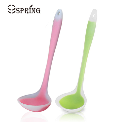 1Pc Large Silicone Spoon Long Handled Soup Spoon Ladle Big Serving Spoons Silicone Kitchen Utensils Cooking Tools Accessories ► Photo 1/6