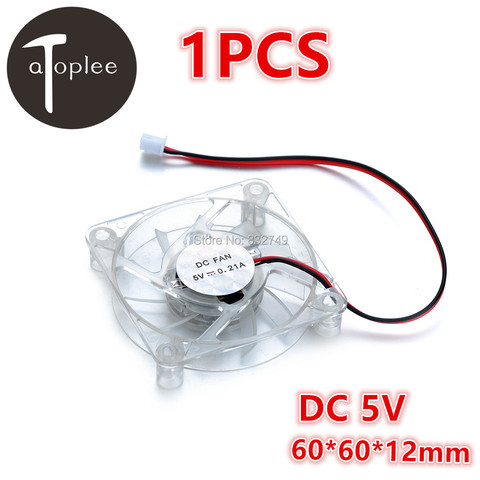 1pcs DC 5V 2Pin Transparent Fan Cooler 60*60*12mm 0.21A 1.05W PC Muted Fan For Cooling System Of Computers etc ► Photo 1/5