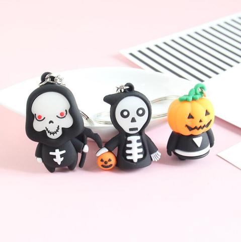 Keychains For Men Women Car Bag KeyRing Fashion Gift Resin Pumpkin Halloween Gift Ghost Grim Reaper ► Photo 1/5