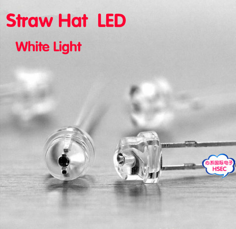 Free shipping 1000pcs 5mm (4.8mm) Straw Hat LED White Light Emitting Diode  5MM White  Colour LED emitting diode ► Photo 1/6