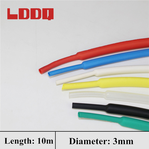 LDDQ 10m Heat Shrink Tubing 3mm PE Shrinkable Tube Black White Transparent Red Green Yellow Blue 2:1 Electric Wire Cable Tubing ► Photo 1/6