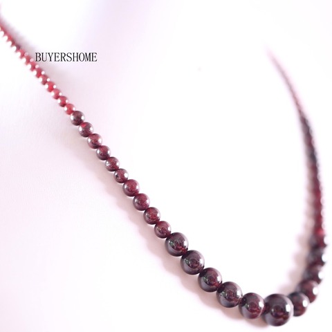 Free Shipping Fashion Jewelry Natural Round Beads Red Garnet Necklace 18