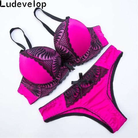 Ludevelop New Women's underwear Set Lace Sexy Push-up Bra And Panty Sets Bow Comfortable Brassiere Young Bra Deep V Lingerie ► Photo 1/6