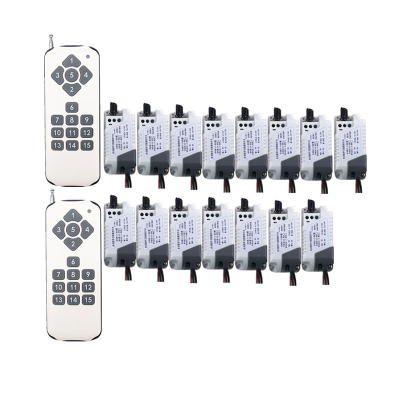 RF Wireless Remote Control Light Switch with 2 Transmitters AC 220V 1000W 15x1CH 