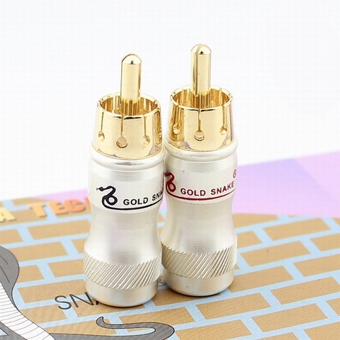 10pcs/lot DIY gold snake RCA Plug HIFI Goldplated Audio Cable RCA Male Audio Video Connector Gold Adapter For Cable ► Photo 1/4