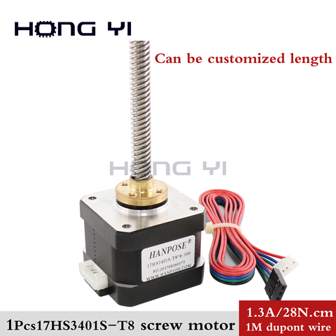 Free shipping 17HS3401S-T8 8mm nema 17 Screw stepper motor Pitch with brass nut for CE ROSH ISO CNC Laser and 3D printer ► Photo 1/6