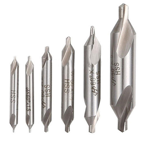 6pcs Double 5 / 3 / 2.5 / 2 / 1.5 / 1mm Combined HSS Combined Center Drill Countersink Bit Lathe Mill Tackle Tool Set Hand Tools ► Photo 1/6