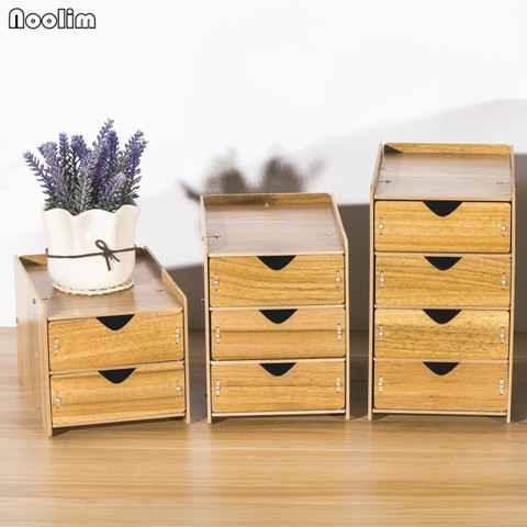 NOOLIM Drawer Organizer Box Wooden Storage Boxes with Drawers Divider Home Desk Organizer Desktop Storage Drawers Wood Box ► Photo 1/6