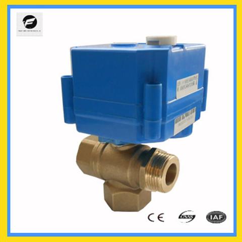 CWX-25S DN15 DN20 1/2'' 3/4'' 3-way brass T motorized ball valve with manual override function/position indicator DC12/5v AC220v ► Photo 1/1