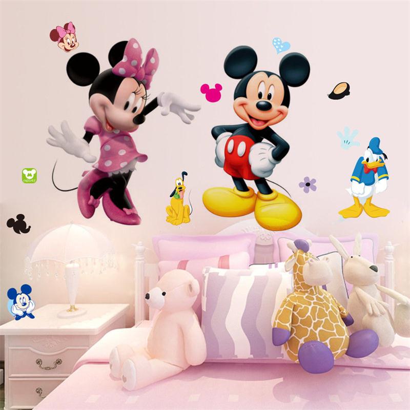 Minnie Mouse Wall Stickers Kids Boys Girls Bed Room Nursery Room Decoration