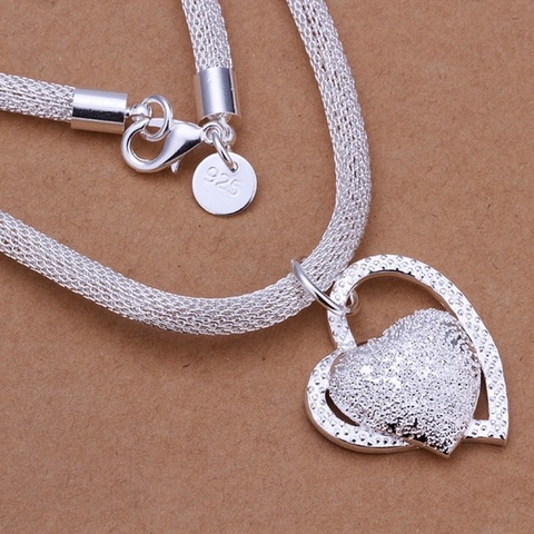 silver color gorgeous charm fashion charm heart wedding lady love necklace noble luxury 18 inches Silver jewelry , N270 ► Photo 1/5