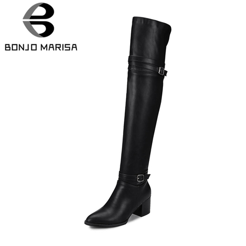 BONJOMARISA Fashion Autumn women's Knight Boots Over Knee Thigh High Boots Women 2022 New High Heels Shoes Woman Plus Size 32-48 ► Photo 1/6