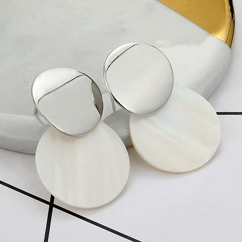 LOVBEAFAS 2022 Fashion Earrings For Women Round Shell Drop Earrings Metal Charming Bohemian boucles d'oreilles pour les femmes ► Photo 1/6
