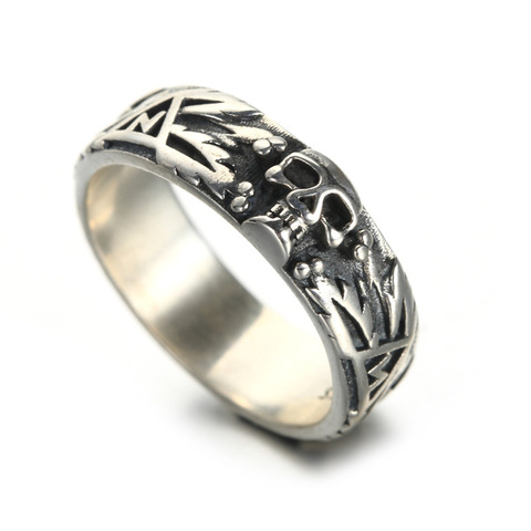 European and American men's 925 silver jewelry skull ring free shipping ► Photo 1/1