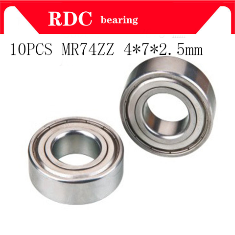 10PCS ABEC-5 MR74ZZ MR74Z  4*7*2.5 MR74 ZZ L-740ZZ 4x7x2.5 mm metal shield Miniature High quality deep groove ball bearings ► Photo 1/6