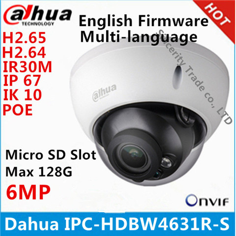 Dahua IPC-HDBW4631R-S 6MP IP Camera IK10 IP67 IR30M built-in POE SD slot cctv camera HDBW4631R-S multi-languag firmware ► Photo 1/3