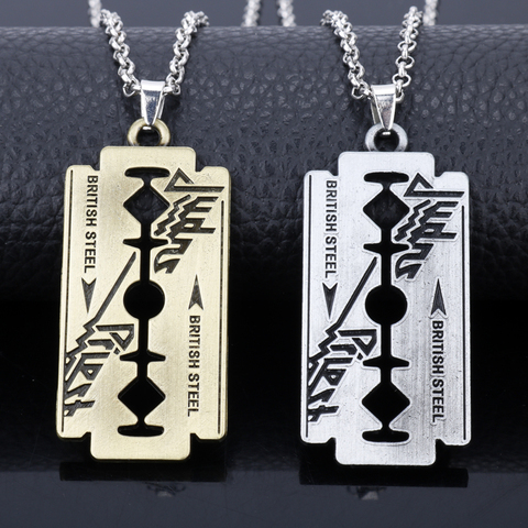 dongsheng Music Band Judas Priest Necklace razor blade shape Pendant Fashion link chain Necklaces Friendship Gift Jewelry -30 ► Photo 1/6