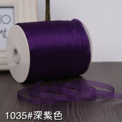 Hot sale 1/4''(6mm) Dark purple Organza silk Ribbons Gift Wedding Party Decoration Wrapping Dark purple Ribbons 10 Meters/lot ► Photo 1/6