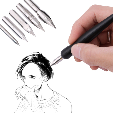 Cartoon Manga Pen Tip Pen Set Anime Paint Drawing Multifunction Pen Dip Calligraphy Drawing Tool Set 5 Nib + 2 Holder + 1 Eraser ► Photo 1/6