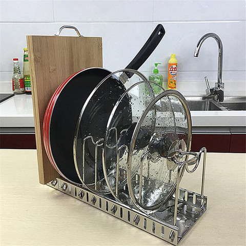 High Quality Stainless Steel Storage Rack Kitchen Organizer Holder For Pan  Pot Lid Cutting Board Drying Cookware Rack Organizer - Price history &  Review, AliExpress Seller - TC JJ Store