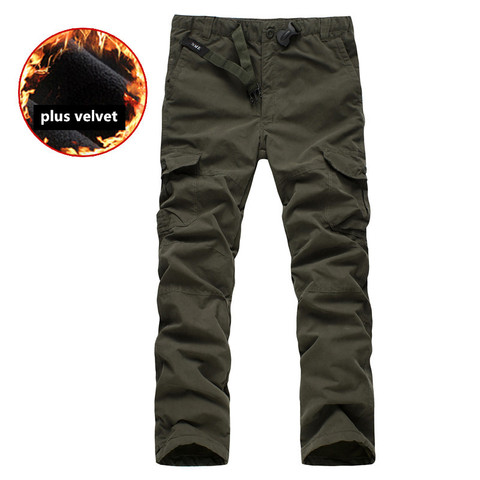 Plus size M-3XL Men's Cargo Pants Winter thicken Fleece Cargo Pants Men Casual Multi Pockets Military Tactical Trousers ► Photo 1/1