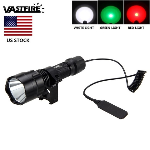 Powerful Lumens T6 LED Waterproof Torch Hunting Light 3 light color Red/Green/White for Hunting US Stock ► Photo 1/6