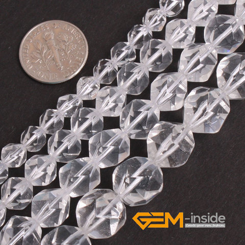 Faceted Natural White Clear Quartzs Crystal Beads Natural Stone Beads DIY Loose Beads For Jewelry Making Strand 15