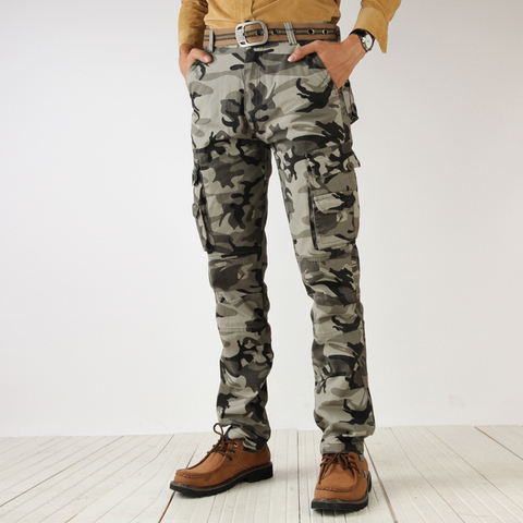2022 Men's Camouflage Cargo Pants Men Army Green Multi Pockets Combat Casual Cotton Loose Straight Trousers Male Easy Wash Pants ► Photo 1/6