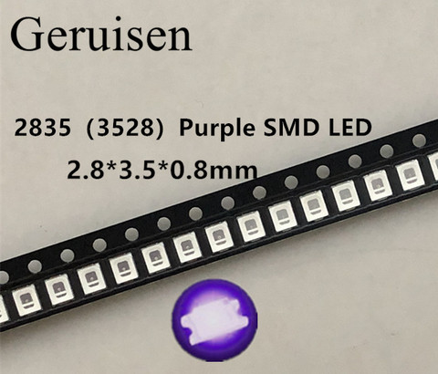 100PCS 2835 3528 SMD UV LED Purple Lamp Bead 395 - 410nm Ultraviolet Light-emitting Diodes Ultra Violet SMT LED Bead ► Photo 1/3