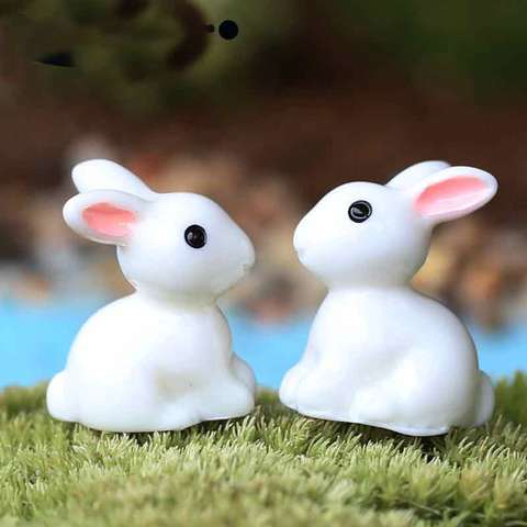 10PCS Garden Miniatures Cute Crafts Figurines Garden Decoration Resin Bunnies Mixed Small White Rabbit Bunny Miniature Garden ► Photo 1/6