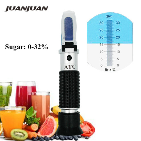 Hand Held Brix Refractometer Tester Meter With  ATC +Calibration Oil Sugar 0-32% Tools For Fruit Vegetables Juice 44% off ► Photo 1/6