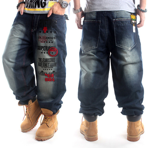 2022 Full Length Pattern Printed Loose Hip Hop Jeans Men European American Brand Hip-hop Trend Denim Pants Plus Size ► Photo 1/4