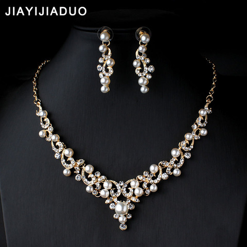 Pearl Crystal Bridesmaid Jewellery Set Bridal Wedding Party Necklace Earrings