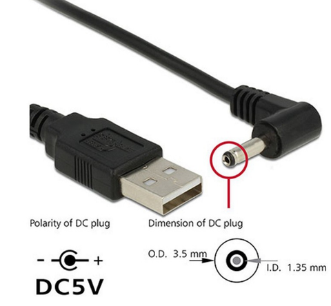 90 Angle PC USB Male to 5V DC 3.5mm x 1.35mm Barrel Connector Power Cable cord adapter ► Photo 1/6