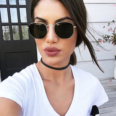 Hexagon Black Sunglasses Women Brand Designer Small Square Sunglases Men Metal Frame Driving Fishing Sun Glasses Female ► Photo 1/6