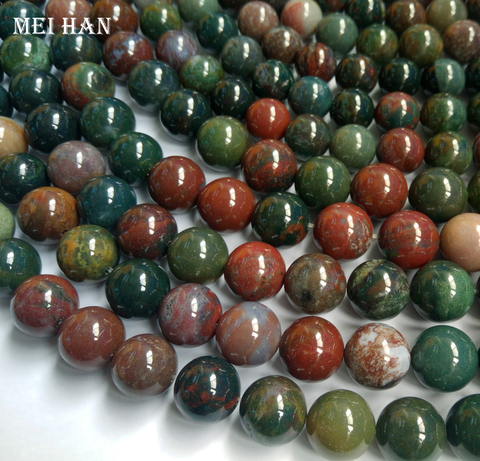 Meihan Freeshipping Natural 8mm 10mm Blood Stone Heliotrope Smooth Round Loose Beads for Jewelry Making Design Gift ► Photo 1/2