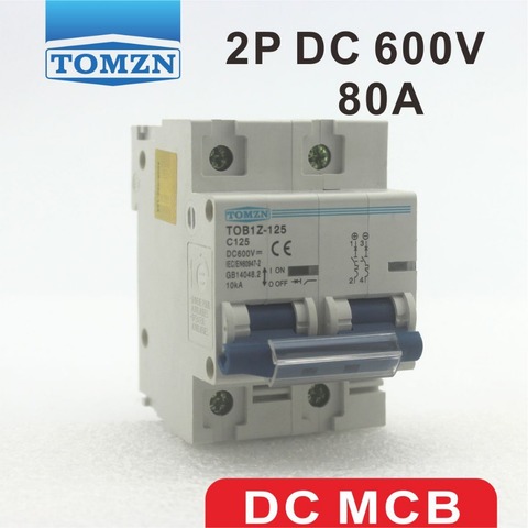 2P 80A DC 600V  Circuit breaker FOR PV System C curve ► Photo 1/3