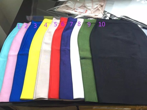 12 Colors Top Quality Solid Knee Length Rayon Tight Bandage Skirt Party Bodycon Skirt ► Photo 1/2